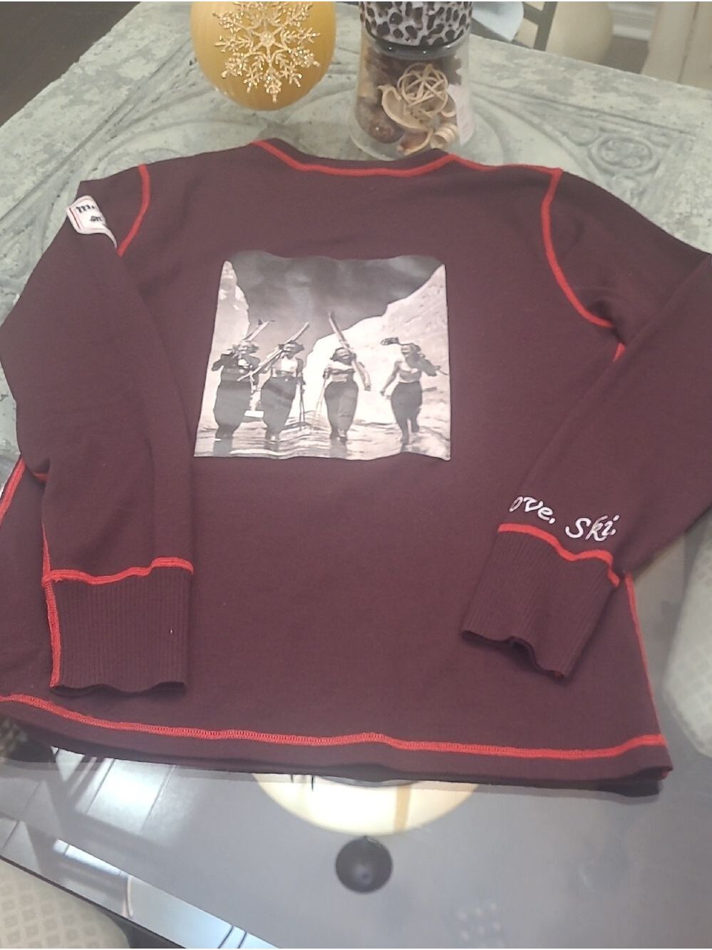Meister Womens Vintage Wool Blend Ski Top Crewneck Xl Cherry Red